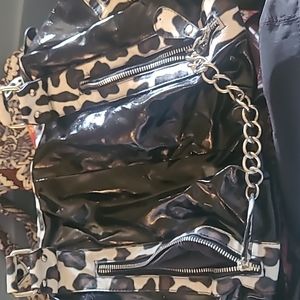 Black and animal print purse